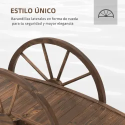 Puente de Jardín de Madera 100x50x37 cm con Barandillas Puente de Arco para Decoración Patio Carga 150 kg Carbon... - Ogal.Es