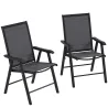 Conjunto de 2 Sillas de Camping Plegables con Reposabrazos para Jardín Terraza Carga 110 kg 58x64x94 cm Gris Oscuro - Ogal.Es