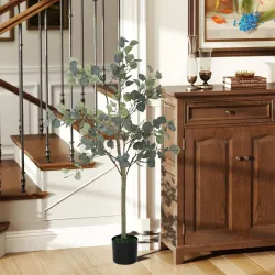 Planta Artificial Decorativa de 120 cm Eucaliptus Sintético con 230 Hojas en Maceta para Interior Verde - Ogal.Es