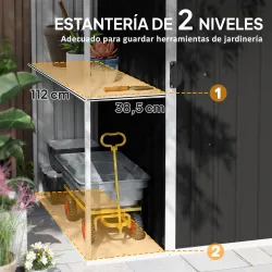 Cobertizo de Jardín con 2 Estantes Puerta con Cerradura y Estructura Resistente en Acero Galvanizado 245x117x161... - Ogal.Es