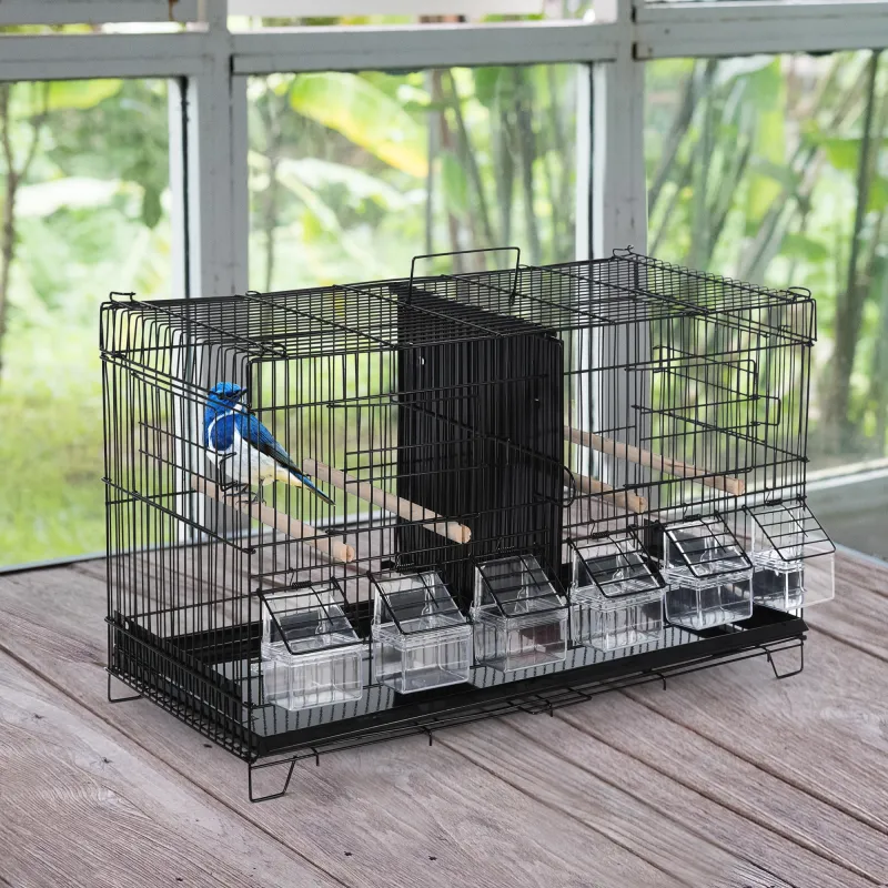 Jaula para Pájaros con Divisor Ganchos Superiores Puertas Comederos Perchas y Bandeja Extraíble 59,5x26,5x39,5 c... - Ogal.Es
