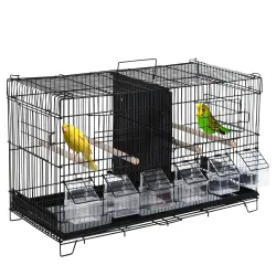 Jaula para Pájaros con Divisor Ganchos Superiores Puertas Comederos Perchas y Bandeja Extraíble 59,5x26,5x39,5 c... - Ogal.Es