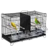 Jaula para Pájaros con Divisor Ganchos Superiores Puertas Comederos Perchas y Bandeja Extraíble 59,5x26,5x39,5 c... - Ogal.Es