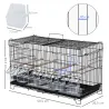 Jaula para Pájaros con Divisor Ganchos Superiores Puertas Comederos Perchas y Bandeja Extraíble 59,5x26,5x39,5 c... - Ogal.Es