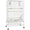 Jaula para Pájaros con Ruedas Bandeja Extraíble Puertas Comederos Perchas y Estante Inferior 79x49x133 cm Blanco - Ogal.Es