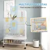 Jaula para Pájaros con Ruedas Bandeja Extraíble Puertas Comederos Perchas y Estante Inferior 79x49x133 cm Blanco - Ogal.Es