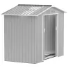 Caseta de Jardín 213x130x185 cm con Puertas Correderas y Claraboya para Almacenamiento de Herramientas Gris Plata - Ogal.Es