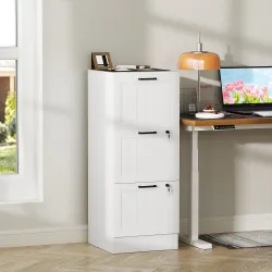 Mueble Archivador con 3 Cajones Cajonera para Escritorio con Rieles Colgantes Ajustables para A4 y Carta Blanco - Ogal.Es