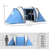 Tienda de Camping Familiar para 4-5 Personas con 2 Habitaciones Separadas Puertas y Ventanas 450x220x180 cm Azul - Ogal.Es