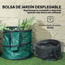 Set de 4 Bolsas de Basura de Jardín 86L con Asas Fijación de Botones y Diseño Pop-Up Plegables y Reutilizables - Ogal.Es
