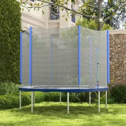 Red de Seguridad para Cama Elástica Ø305 cm para Exterior de 6 Postes con Anti-UV y Puerta con Cremallera Azul y... - Ogal.Es