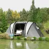 Tienda de Camping Familiar para 4-5 Personas con 2 Habitaciones Separadas Puertas y Ventanas 450x220x180 cm Gris - Ogal.Es