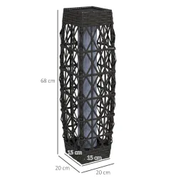 Lámpara Solar de Ratán Sintético con Luces LED Encendido/Apagado Automático para Exterior 20x20x68 cm Gris - Ogal.Es
