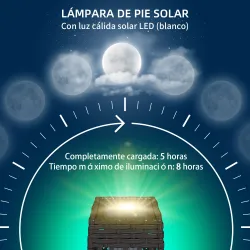 Lámpara Solar de Ratán Sintético con Luces LED Encendido/Apagado Automático para Exterior 20x20x68 cm Gris - Ogal.Es