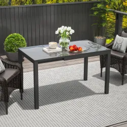 Mesa de Comedor Extensible de Exterior de 85-125 cm para 4-6 Personas Mesa Rectangular para Porche Terraza Jardín - Ogal.Es
