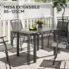 Mesa de Comedor Extensible de Exterior de 85-125 cm para 4-6 Personas Mesa Rectangular para Porche Terraza Jardín - Ogal.Es