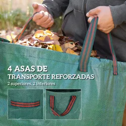 Set de 3 Bolsas de Basura de Jardín 272L con Asas Reforzadas y Aros Flexibles Plegables y Reutilizables - Ogal.Es