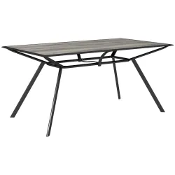 Mesa de Comedor de Exterior con Encimera Imitación Madera para 6 Personas con Estructura de Acero 160x90x73 cm Gris - Ogal.Es