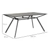 Mesa de Comedor de Exterior con Encimera Imitación Madera para 6 Personas con Estructura de Acero 160x90x73 cm Gris - Ogal.Es