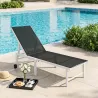 Tumbona Reclinable de Jardín Exterior con Ruedas Respaldo Ajustable en 5 Posiciones y Marco de Acero 166x60x84 c... - Ogal.Es