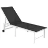 Tumbona Reclinable de Jardín Exterior con Ruedas Respaldo Ajustable en 5 Posiciones y Marco de Acero 166x60x84 c... - Ogal.Es