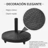 Base para Sombrilla con Ruedas de Resina y Metal Compatible con Postes Ø38 mm y Ø48 mm Ø52x41 cm Negro - Ogal.Es