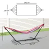 Hamaca con Soporte 310x117cm para Camping con Altura Ajustable y Bolsa de Transporte Carga 120 kg Rayas Naranja ... - Ogal.Es