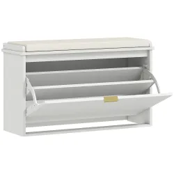 Banco Zapatero con Asiento Acolchado Cajón Abatible y Estante Ajustable para Entrada o Dormitorio 80x26x47,5 cm ... - Ogal.Es