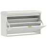 Banco Zapatero con Asiento Acolchado Cajón Abatible y Estante Ajustable para Entrada o Dormitorio 80x26x47,5 cm ... - Ogal.Es