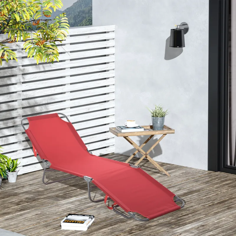 Tumbona Jardín Exterior Plegable con Respaldo Ajustable en 5 Posiciones Carga 120 kg para Terraza 187x55x24 cm B... - Ogal.Es
