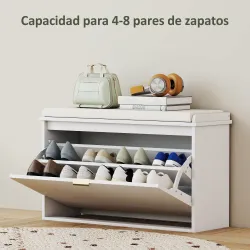 Banco Zapatero con Asiento Acolchado Cajón Abatible y Estante Ajustable para Entrada o Dormitorio 80x26x47,5 cm ... - Ogal.Es