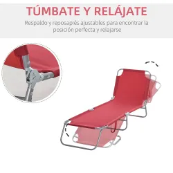 Tumbona Jardín Exterior Plegable con Respaldo Ajustable en 5 Posiciones Carga 120 kg para Terraza 187x55x24 cm B... - Ogal.Es