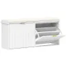 Banco Zapatero con Asiento Acolchado 2 Cajones Abatibles y Estante Ajustable para Entrada 104x26x47,5 cm Blanco - Ogal.Es