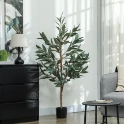 Árbol Artificial de Laurel 150 cm Decoración para Hogar Oficina Balcón Dormitorio Verde - Ogal.Es