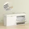 Banco Zapatero con Asiento Acolchado 2 Cajones Abatibles y Estante Ajustable para Entrada 104x26x47,5 cm Blanco - Ogal.Es