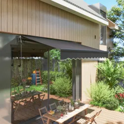 Toldo Eléctrico Retráctil con Manivela Inclinación Ajustable y Protección UV para Jardín Terraza 296x250 cm Gris... - Ogal.Es