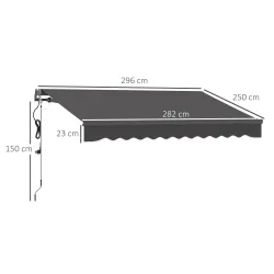 Toldo Eléctrico Retráctil con Manivela Inclinación Ajustable y Protección UV para Jardín Terraza 296x250 cm Gris... - Ogal.Es