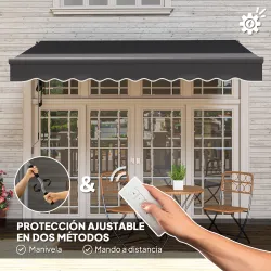 Toldo Eléctrico Retráctil con Manivela Inclinación Ajustable y Protección UV para Jardín Terraza 296x250 cm Gris... - Ogal.Es