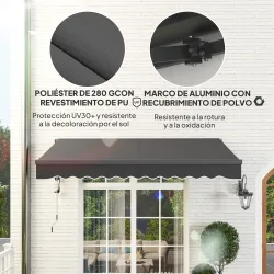 Toldo Eléctrico Retráctil con Manivela Inclinación Ajustable y Protección UV para Jardín Terraza 296x250 cm Gris... - Ogal.Es