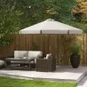 Sombrilla de Jardín Ø325 cm con Sistema de Polea Techo de Ventilación y 8 Varillas de Bambú para Patio Terraza Gris - Ogal.Es