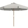 Sombrilla de Jardín Ø325 cm con Sistema de Polea Techo de Ventilación y 8 Varillas de Bambú para Patio Terraza Gris - Ogal.Es