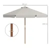 Sombrilla de Jardín Ø325 cm con Sistema de Polea Techo de Ventilación y 8 Varillas de Bambú para Patio Terraza Gris - Ogal.Es