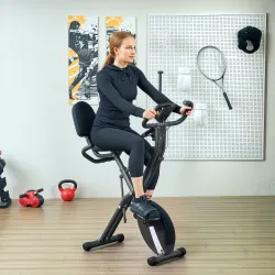 Bicicleta Estática Plegable Silenciosa con Resistencia Magnética Monitor LCD y Bandas para Brazos 43x97x109 cm N... - Ogal.Es