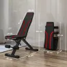 Banco de Musculación Ajustable Plegable con Respaldo y Asiento Regulables Estructura de Acero y Rodillos para Pi... - Ogal.Es