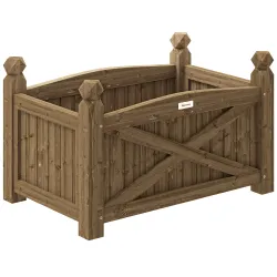 Jardinera de Madera Elevada para Cultivar Plantas Flores Hierba para Jardín Balcón Terraza 60x39x37 cm Café Oscuro - Ogal.Es
