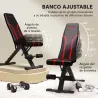 Banco de Musculación Ajustable Plegable con Respaldo y Asiento Regulables Estructura de Acero y Rodillos para Pi... - Ogal.Es