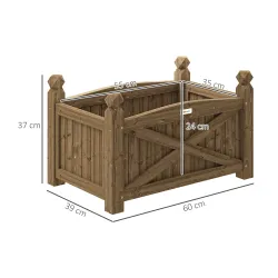 Jardinera de Madera Elevada para Cultivar Plantas Flores Hierba para Jardín Balcón Terraza 60x39x37 cm Café Oscuro - Ogal.Es