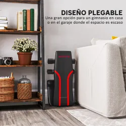 Banco de Musculación Ajustable Plegable con Respaldo y Asiento Regulables Estructura de Acero y Rodillos para Pi... - Ogal.Es