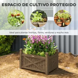 Jardinera de Madera Elevada para Cultivar Plantas Flores Hierba para Jardín Balcón Terraza 60x39x37 cm Café Oscuro - Ogal.Es
