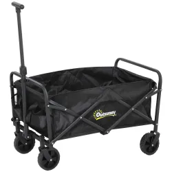 Carro de Jardín Plegable con Ruedas Asa Telescópica Ajustable Carga 100 kg para Campaña Compra 64x42x27 cm Negro - Ogal.Es